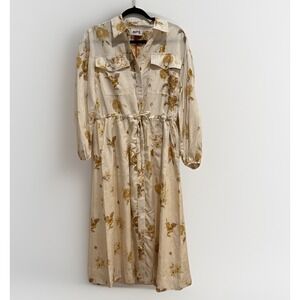 NWT Woolrich Floral Utility Midi Shirt Dress  XS  Romantic Boho Cottagecore